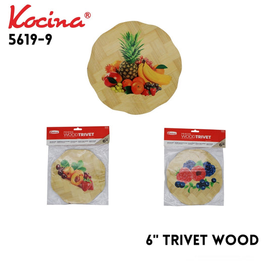 Trivet Wood 6" Asstd. Designs