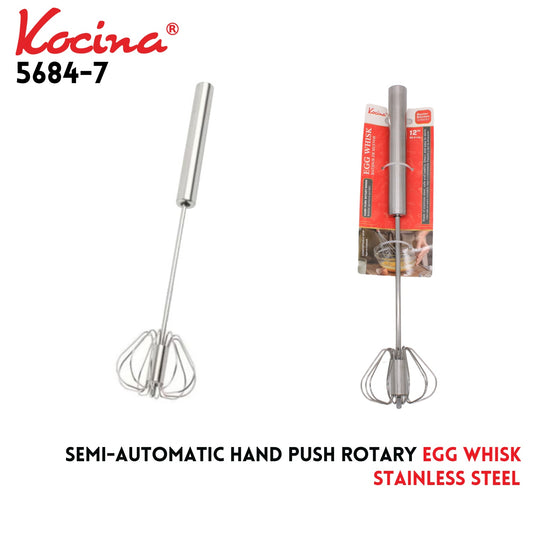 SS Semi-Automatic Hand Push Rotary Egg Whisk