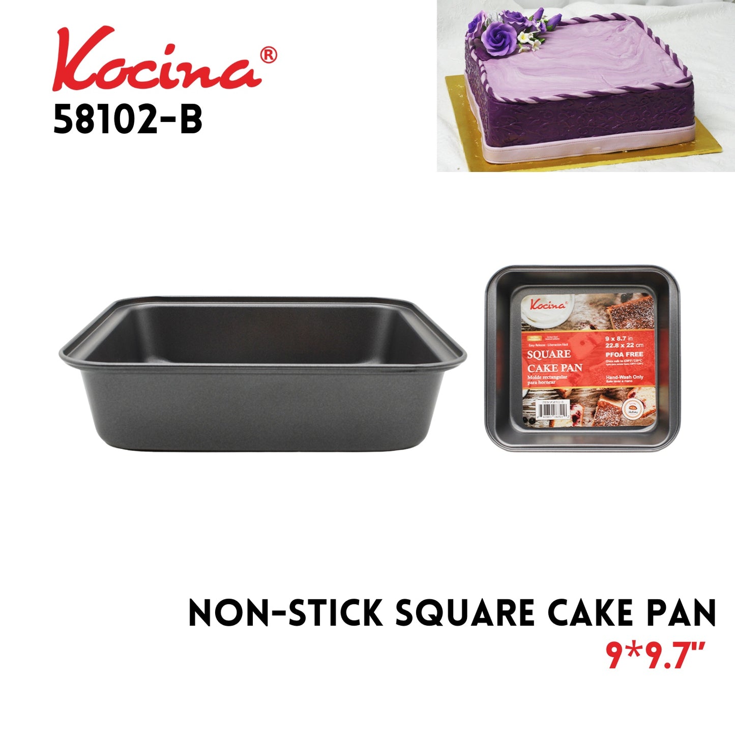 9"x8.7" Non-Stick Square Cake Pan