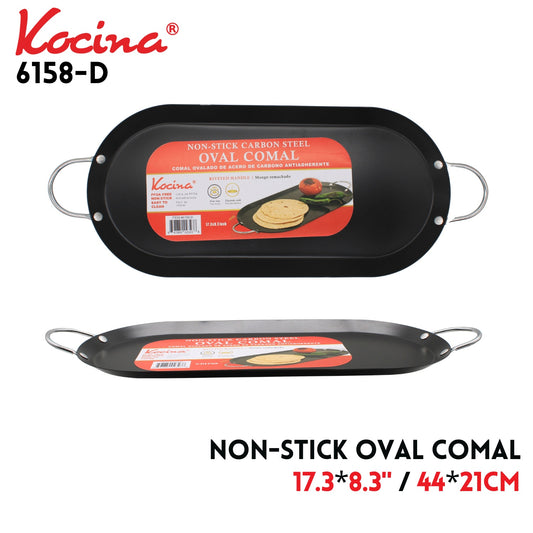 17.3x8.3" Non-Stick Oval Comal w Handles