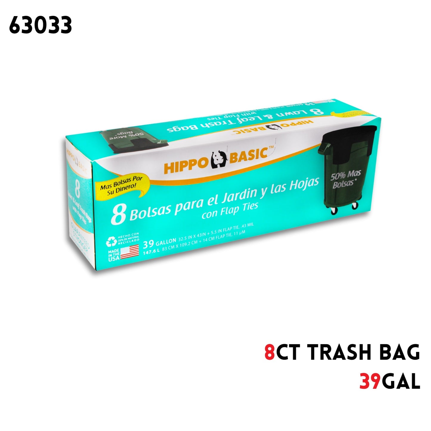 Trash Bag 39Gal 8Ct