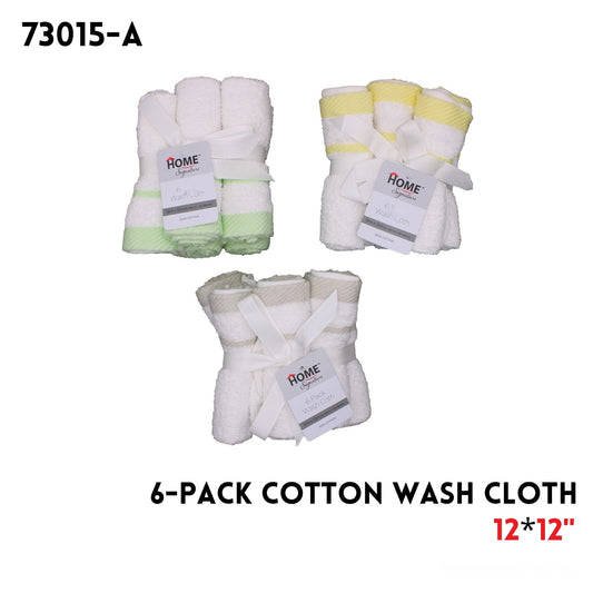 6-Pack  Cotton Wash Cloth 12x12"