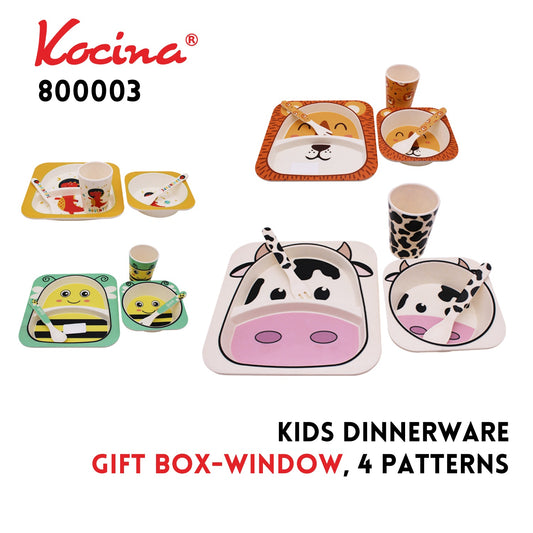 Kids Dinnerware Set-5pcs, Gift Box-Window, 4 patterns