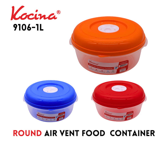 1Lt Round Air Vent Food Container (33.8oz) - Asstd Colors