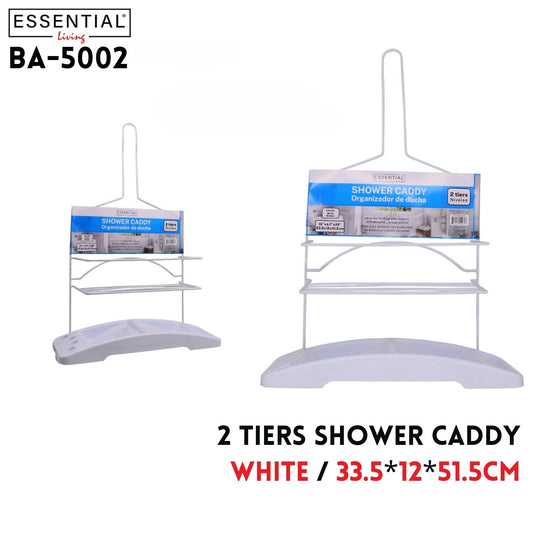 2 Tiers Shower Caddy,Size: 33.5x12x51.5cm, White Color