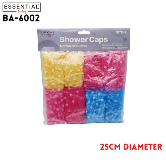 Shower caps, 4 assorted designs, 3pcs pk, Dia 25cm