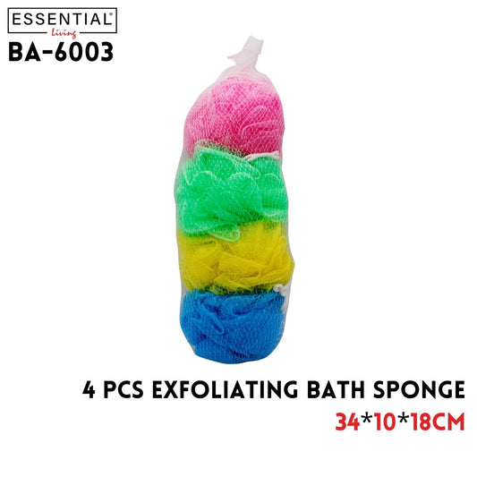 Exfoliating Bath Sponge, 4 colors, 4pcs pk, 34x10x18cm