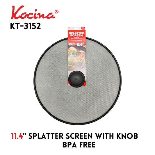 11.4" Splatter Screen With Knob,Iron+Pp Handle,Black