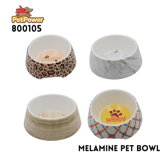 Large Melamine Pet Bowl, Arc-Open Grip, Anti-Slip Bottom