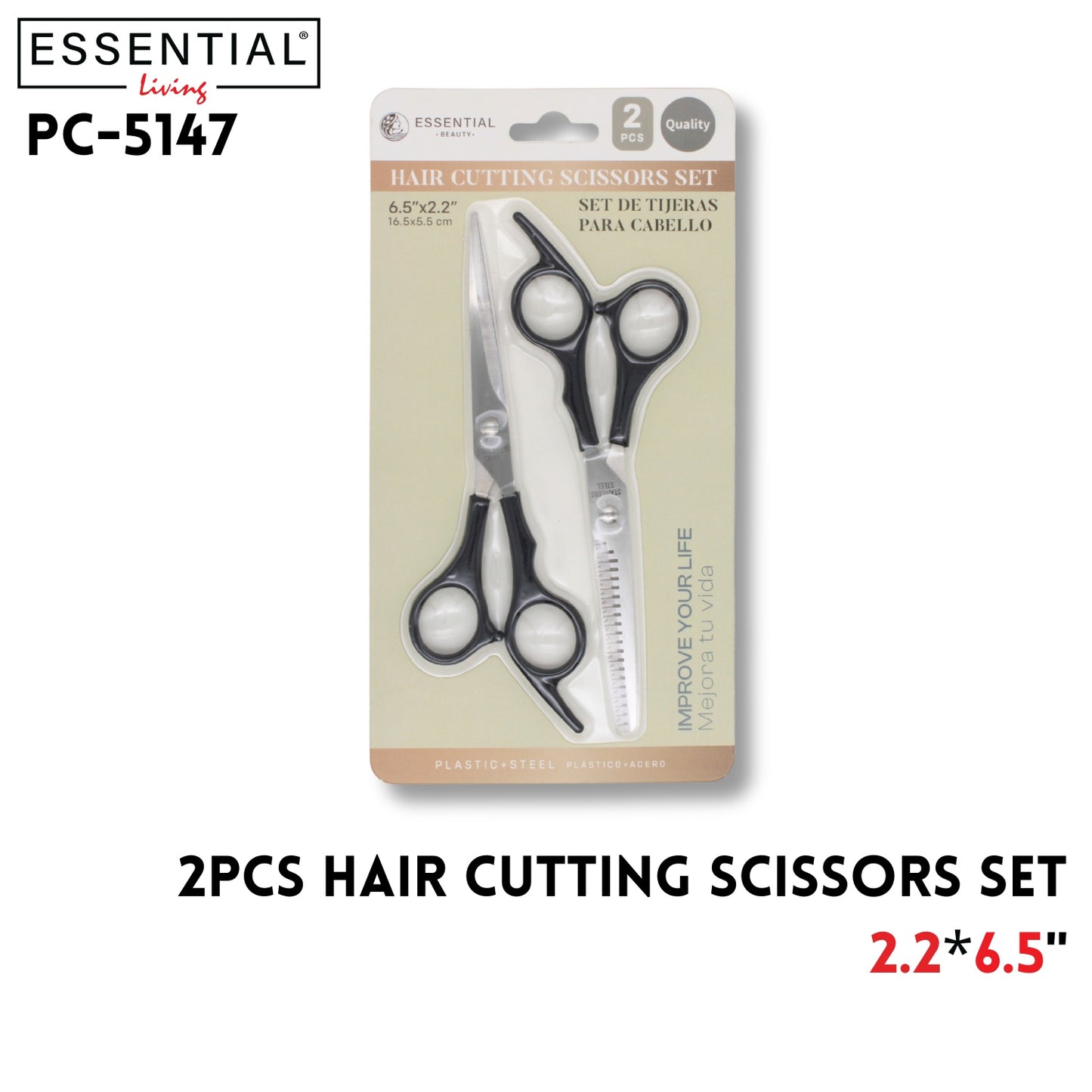 2pcs Hair Cutting Scissors 6.5"x2.2"