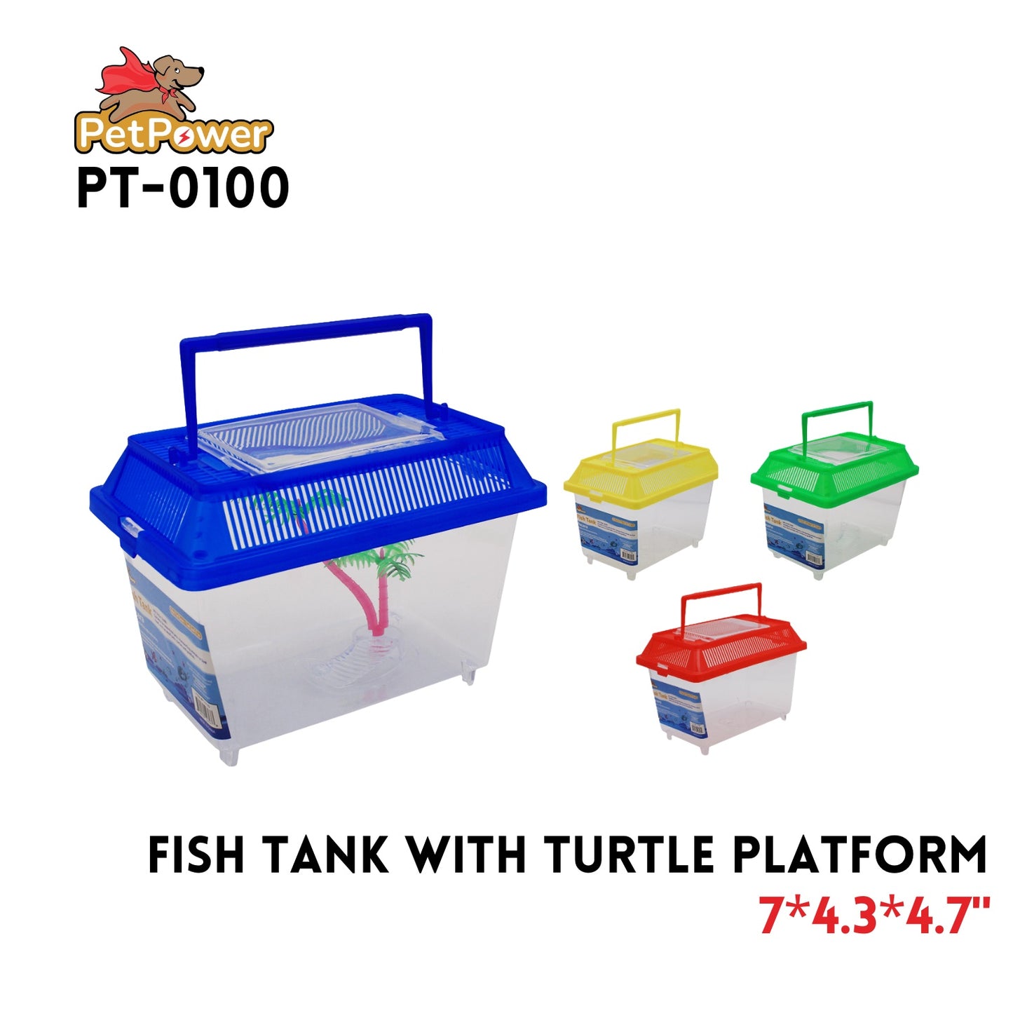 FishTank with Turtle platform 7"x4.3"x4.7"