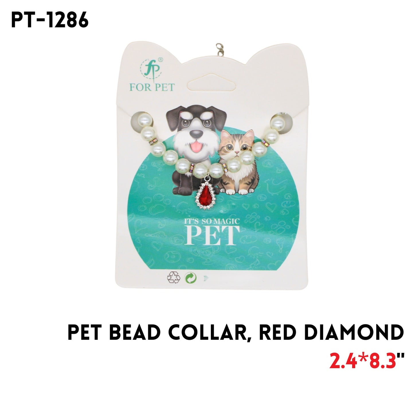 Pet Bead Collar, Blue Diamond, 8.3"x2.4"