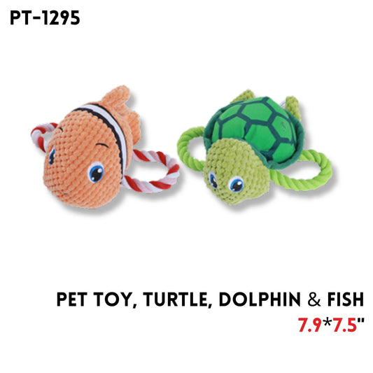 Pet Toy, Turtles & Dolphins & Fish, 7.5"x7.9"