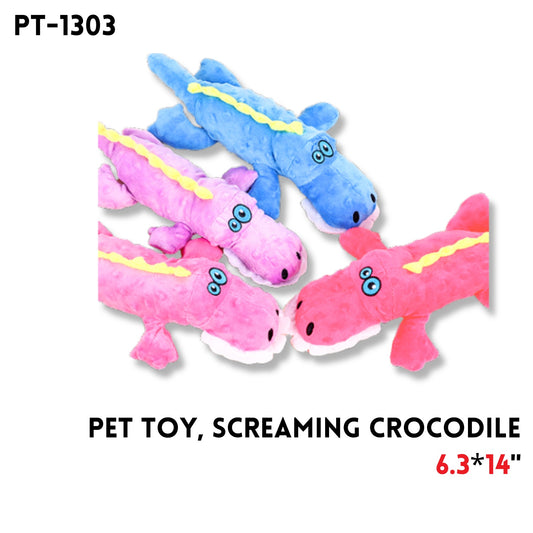Pet Toy, Screaming Crocodile, 14"x6.3"