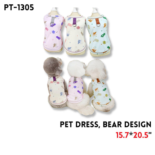 Pet Dress, Bear Design, 3 Colors, 15.7”x20.5"