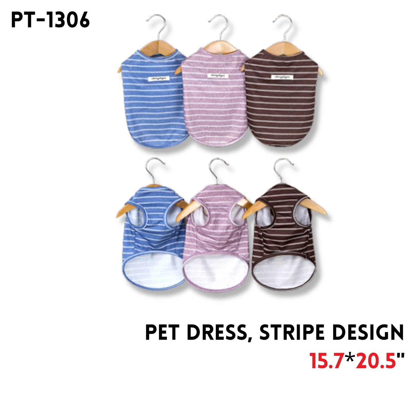 Pet Dress, Stripe Design, 3 Colors, 15.7”x20.5"