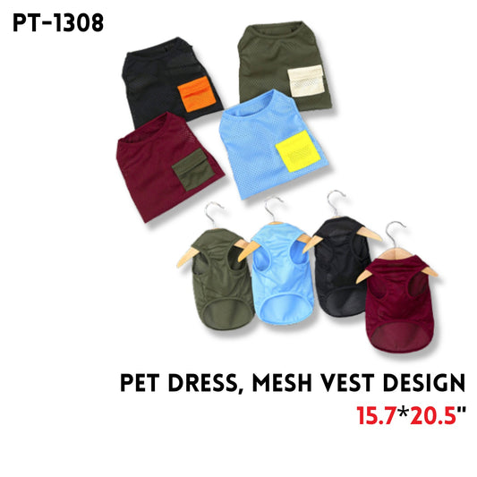 Pet Dress, Mesh Vest Design, 2 Colors, 15.7”x20.5"