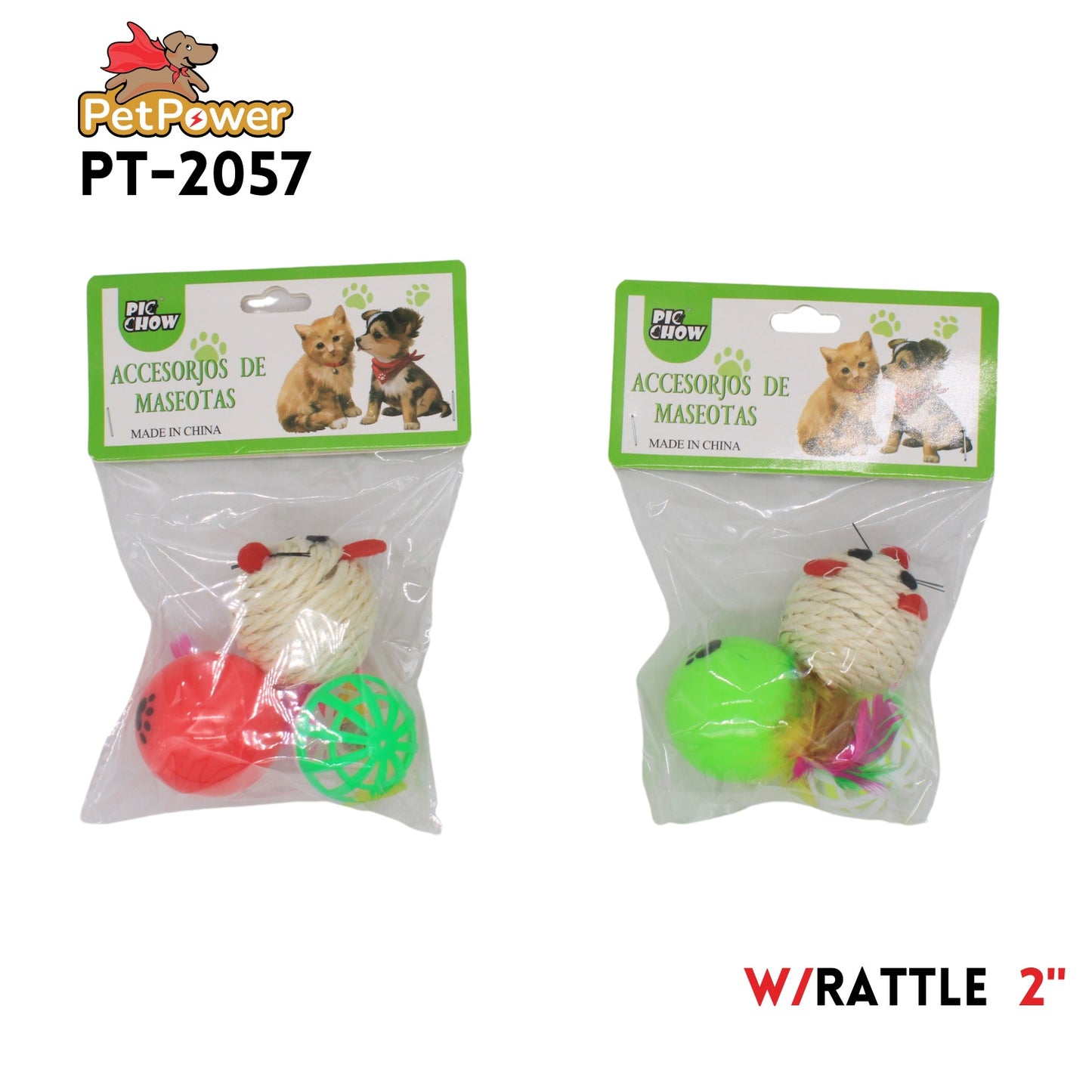 Pet Toy (Mouse with 2 balss assorted colors)