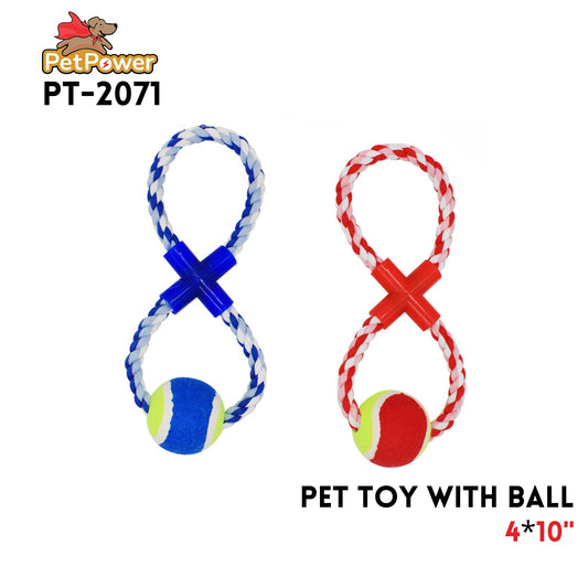 Pet Toy with ball assorted colors 4x10"