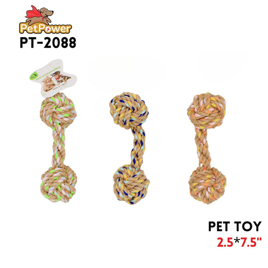 Pet Toy w/ two knot balls 2.5"x 7.5" long