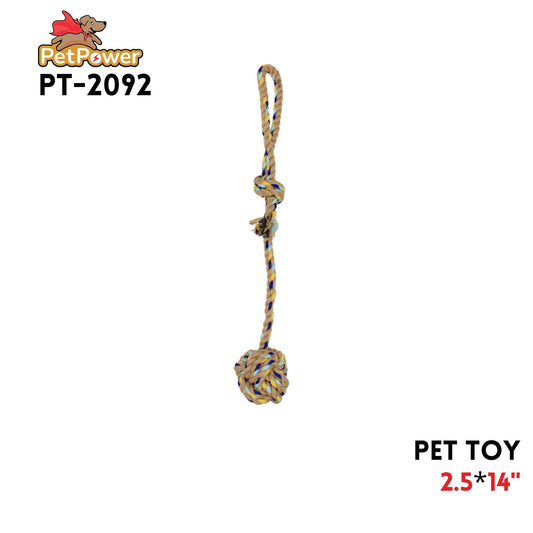 Pet Toy one knot w ball 2.5" x 14"