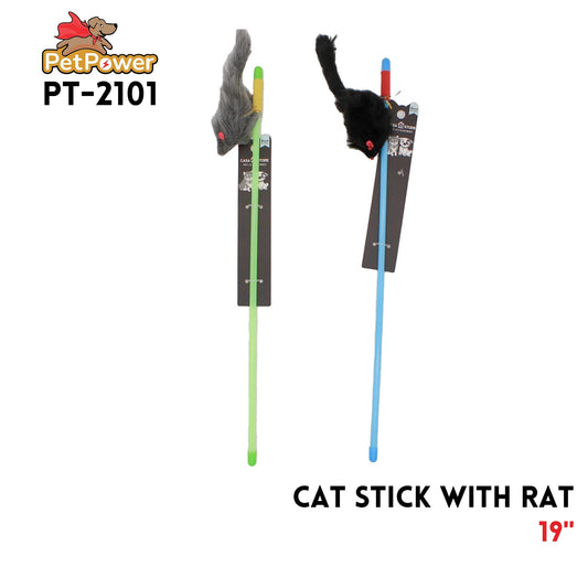 19" Cat Stick With Rat