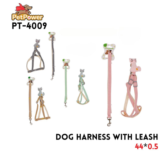 Dog Harness W/ Leash  44x .5"  Asst Color