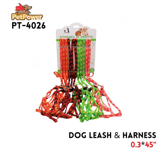 Dog Leash&Harness 45" x 0.3"Asst Colors