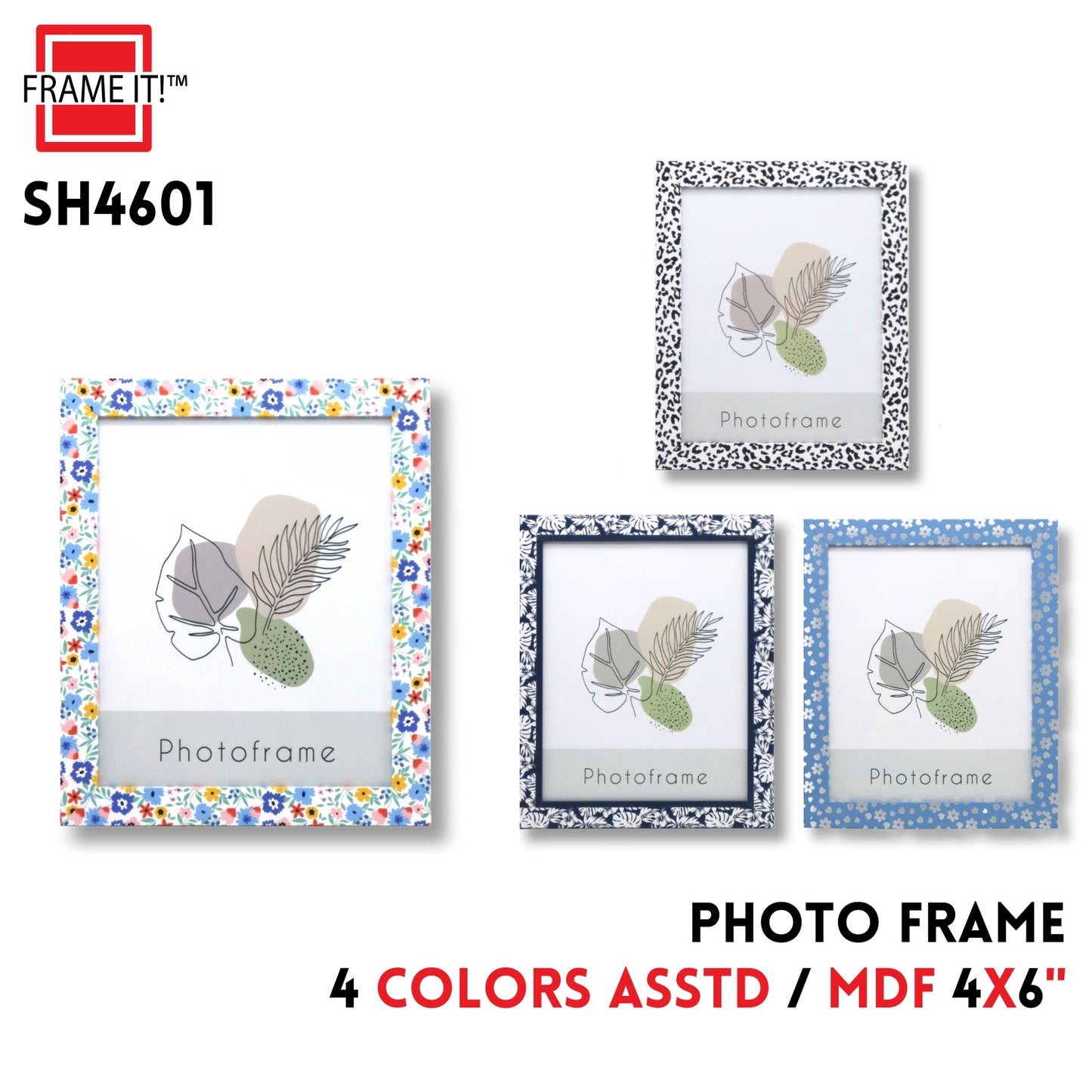 MDF Photo Frame 4x6" 4 Colors Asstd