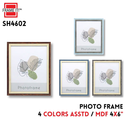 MDF Photo Frame 4x6" 4 Colors Asstd