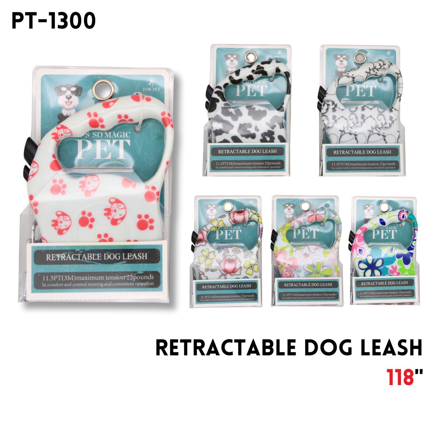 Retractable Dog Leash 118"