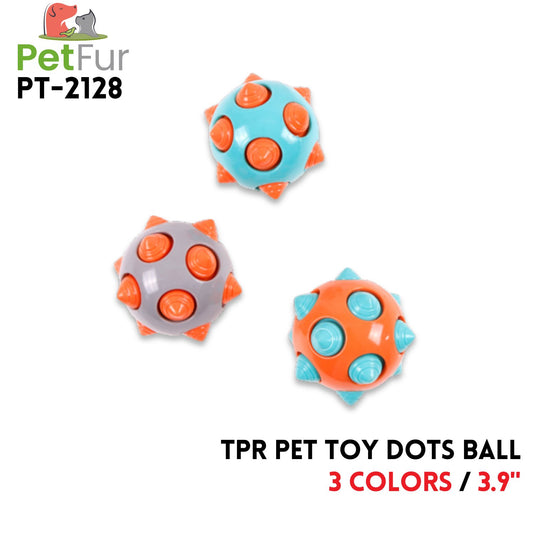 TPR Pet Toy Dots Ball, 3.9", 3 Colors