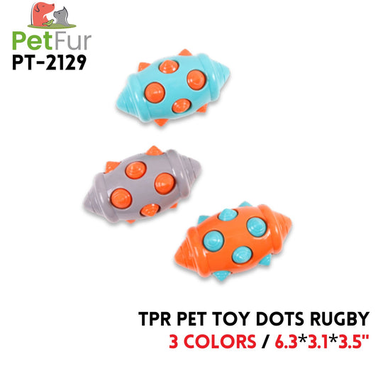 TPR Pet Toy Dots Rugby, 6.3"*3.1"*3.5", 3 Colors