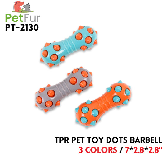 TPR Pet Toy Dots Barbell, 7"*2.8"*2.8", 3 Colors