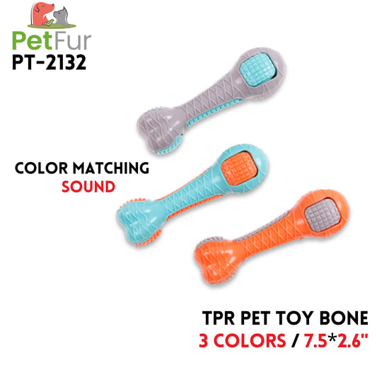 TPR Pet Toy Color Matching Sound Bone, 7.5"*2.6", 3 Colors