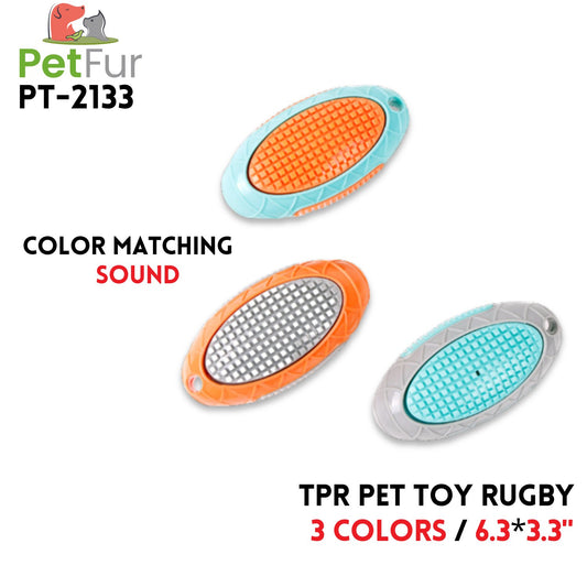 TPR Pet Toy Color Matching Sound Rugby, 6.3"*3.3", 3 Colors
