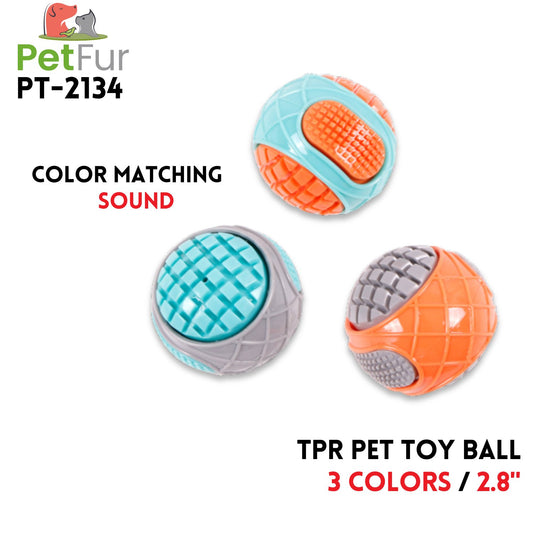 TPR Pet Toy Color Matching Check Ball, 2.8", 3 Colors
