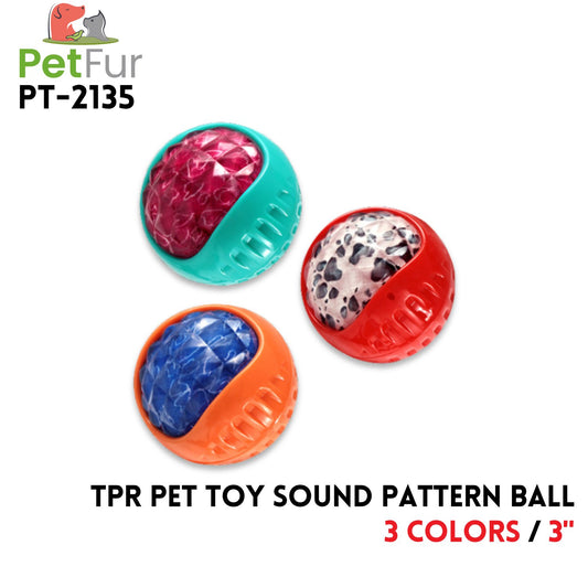 TPR Pet Toy Sound Pattern Ball, 3"