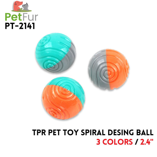 TPR Pet Toy Color Matching spiral design Ball,2.4",2 Colors