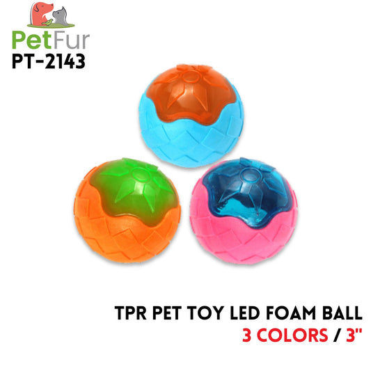 TPR Pet Toy LED Foam Ball,3",3 Colors