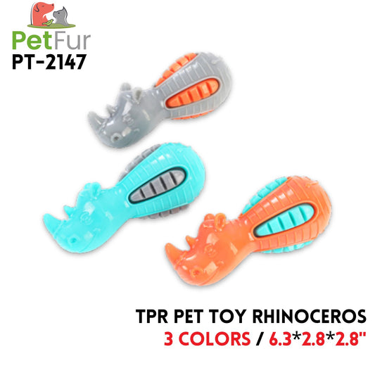 TPR Pet Toy Rhinoceros,6.3"*2.8"*2.8", 3 Colors