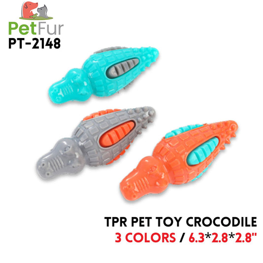 TPR Pet Toy Crocodile,6.3"*2.8"*2.8", 3 Colors