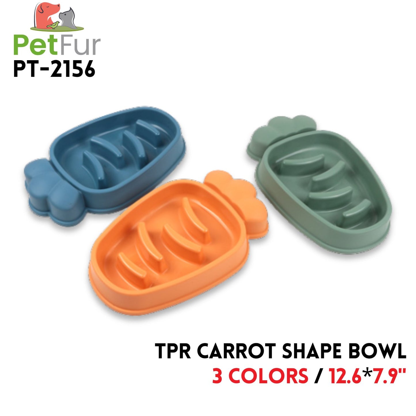 TPR Pet Toy Carrot Shape Bowl,12.6"*7.9", 4 Colors