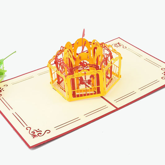 Yellow and Red carousel Pop up card