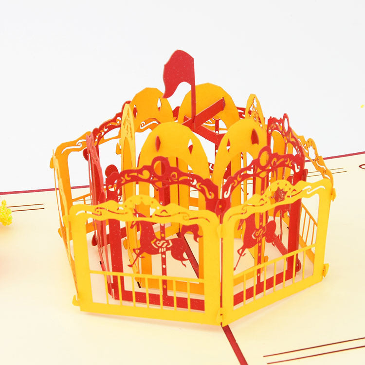 Yellow and Red carousel Pop up card