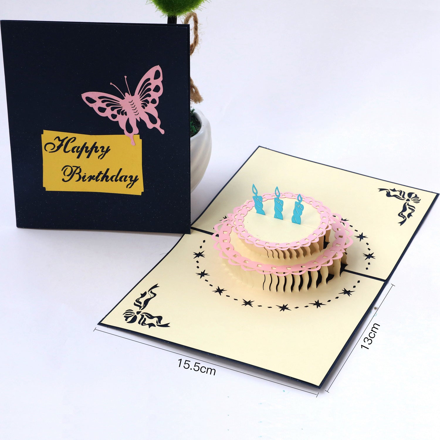 Creem Birthday Cake Pop up card dimensions