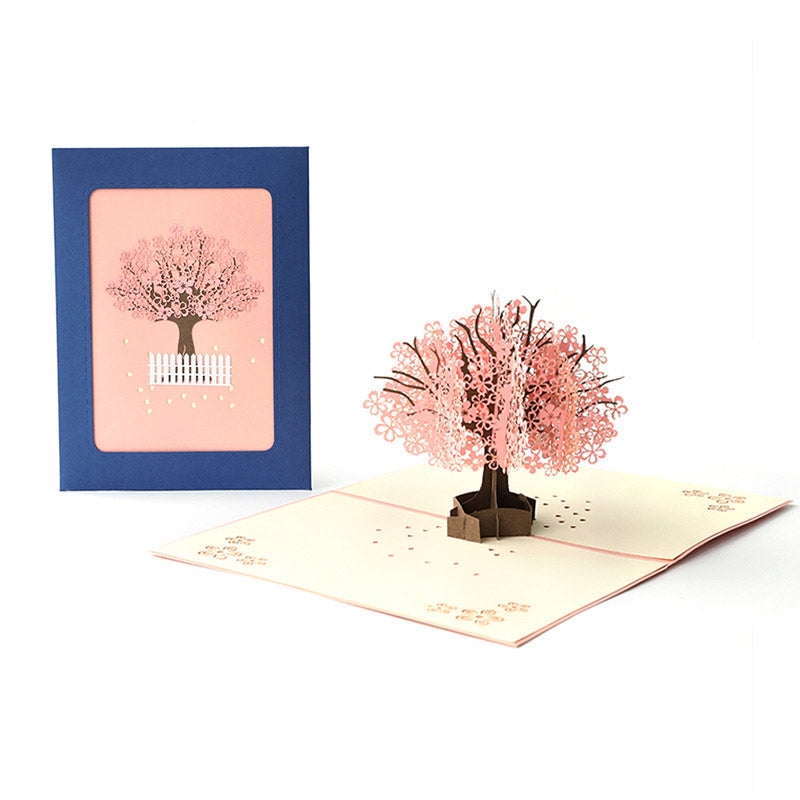 Lush Cherry tree Pop up card front and cover view