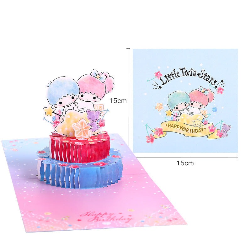 Sanrio Birthday Cake Pop up cards little twin stars dimensions