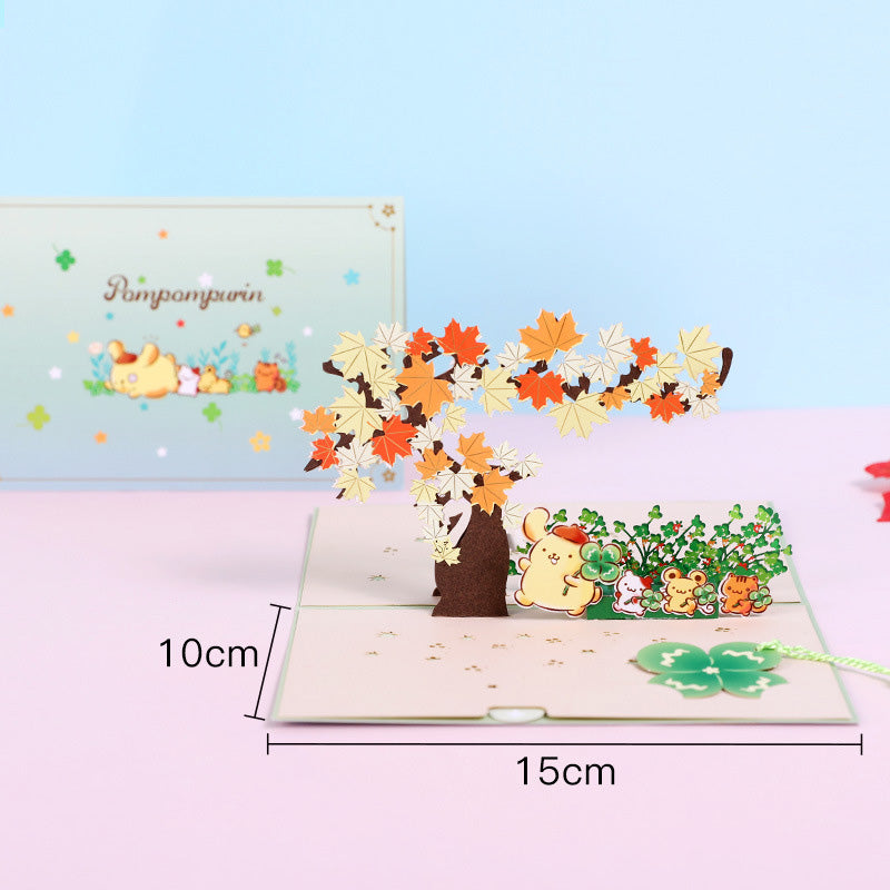 Pompompurin Under Maple tree Pop up card dimensions