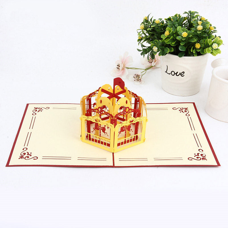 Yellow and Red carousel Pop up card